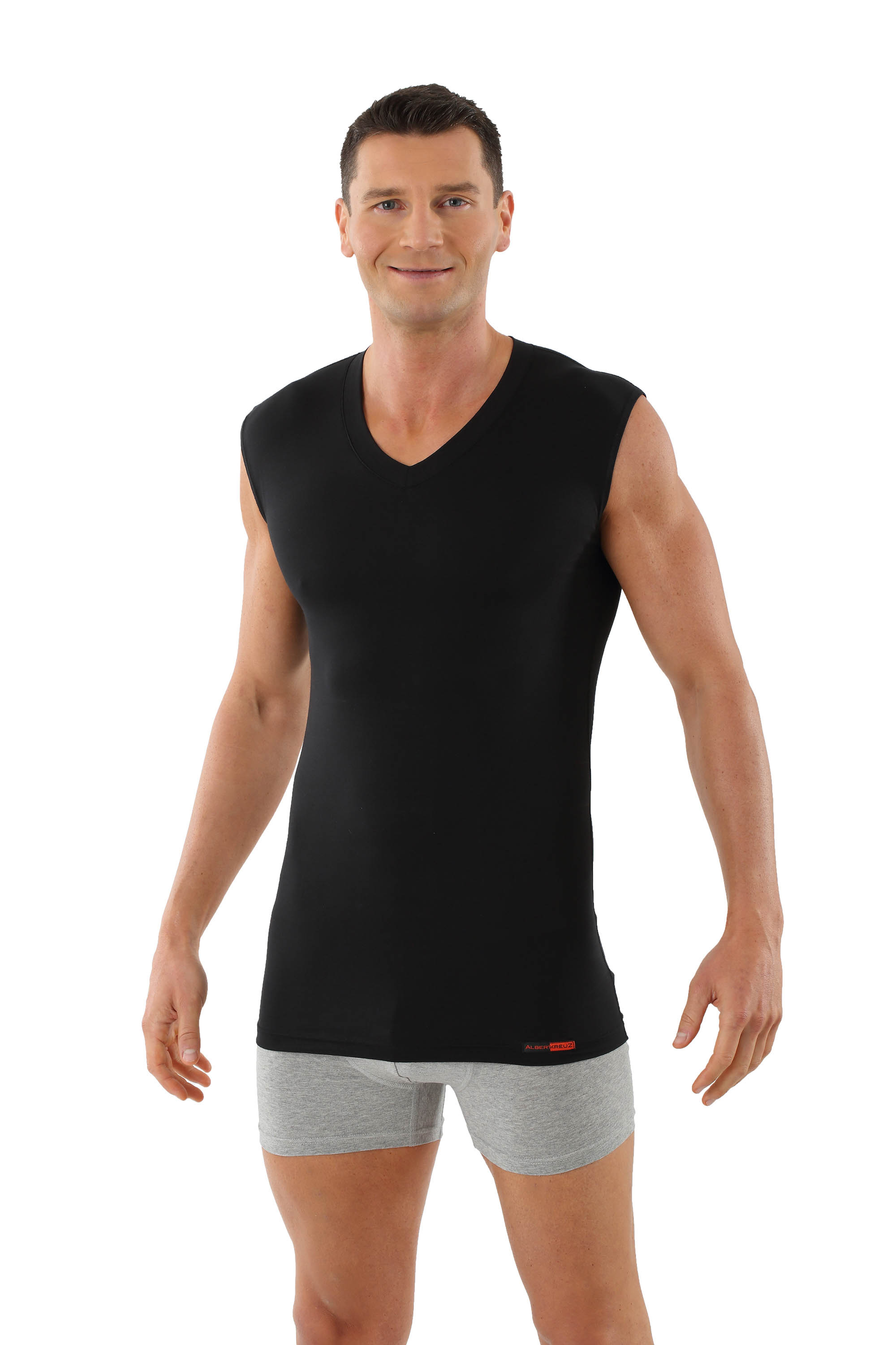 Albert Kreuz Mens Tank Top Undershirt Hamburg Flat V Neck Stretch