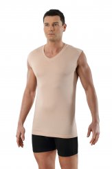 Laser cut invisible seamless tank top undershirt stretch cotton beige