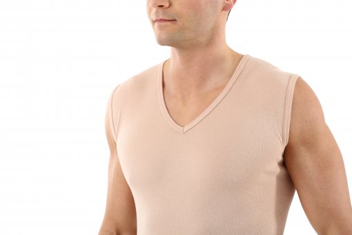 Men's invisible organic cotton tank top undershirt Berlin with v-neck  beige