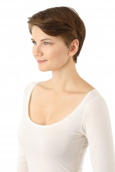 Women's Long Sleeve Undershirt with deep Scoop Neck Stretch Cotton Black