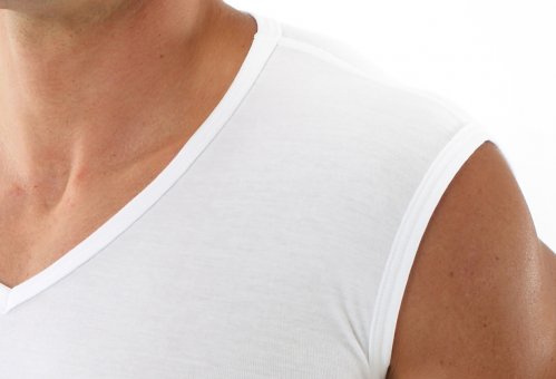 Men's organic cotton business tank top undershirt Berlin with v-neck white