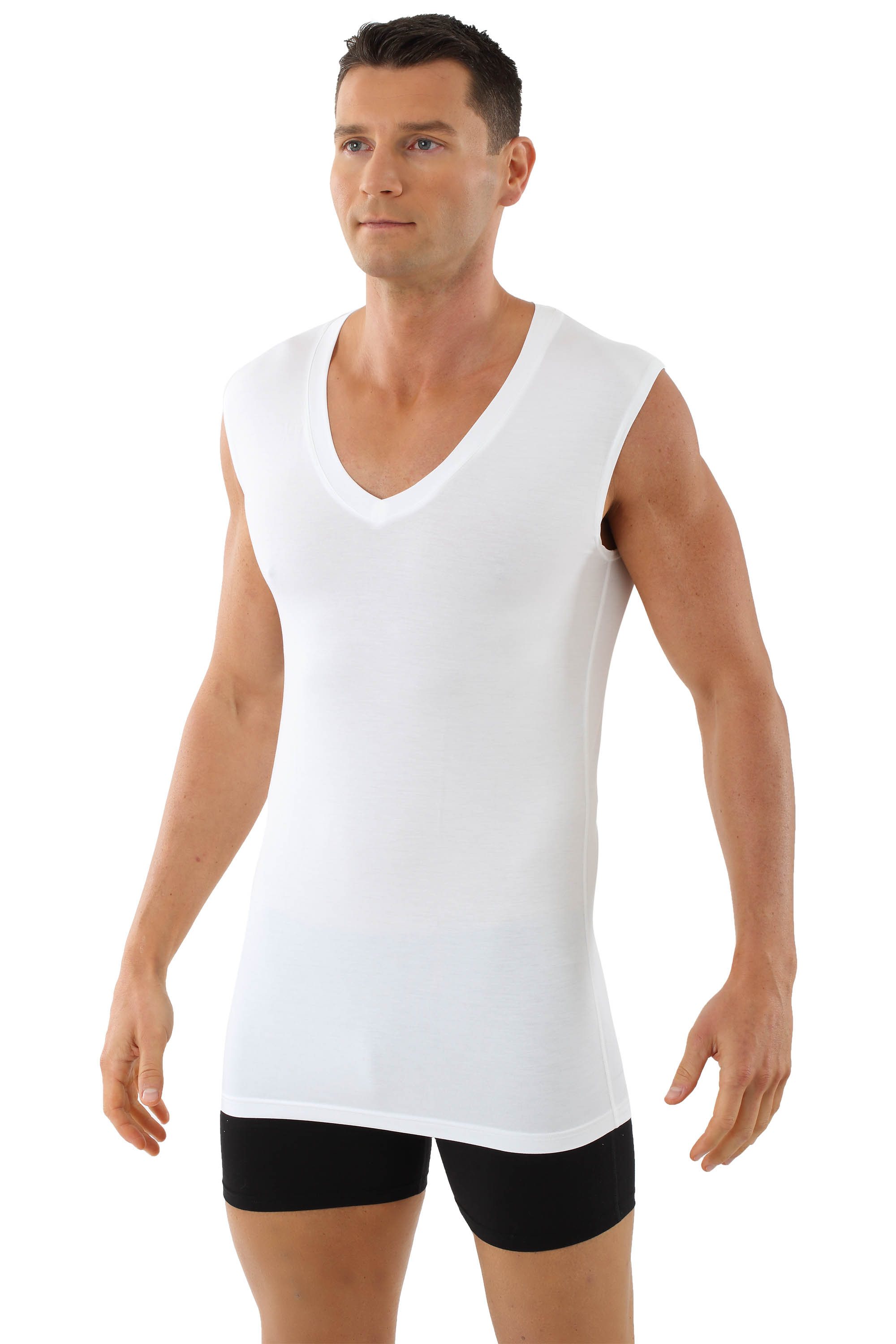 Wholesale Breathable Sweatproof T Shirt For Men Modal Seamless Deep V-neck  Short Sleeve Sweat Proof Undershirt Men's Clothing - AliExpress