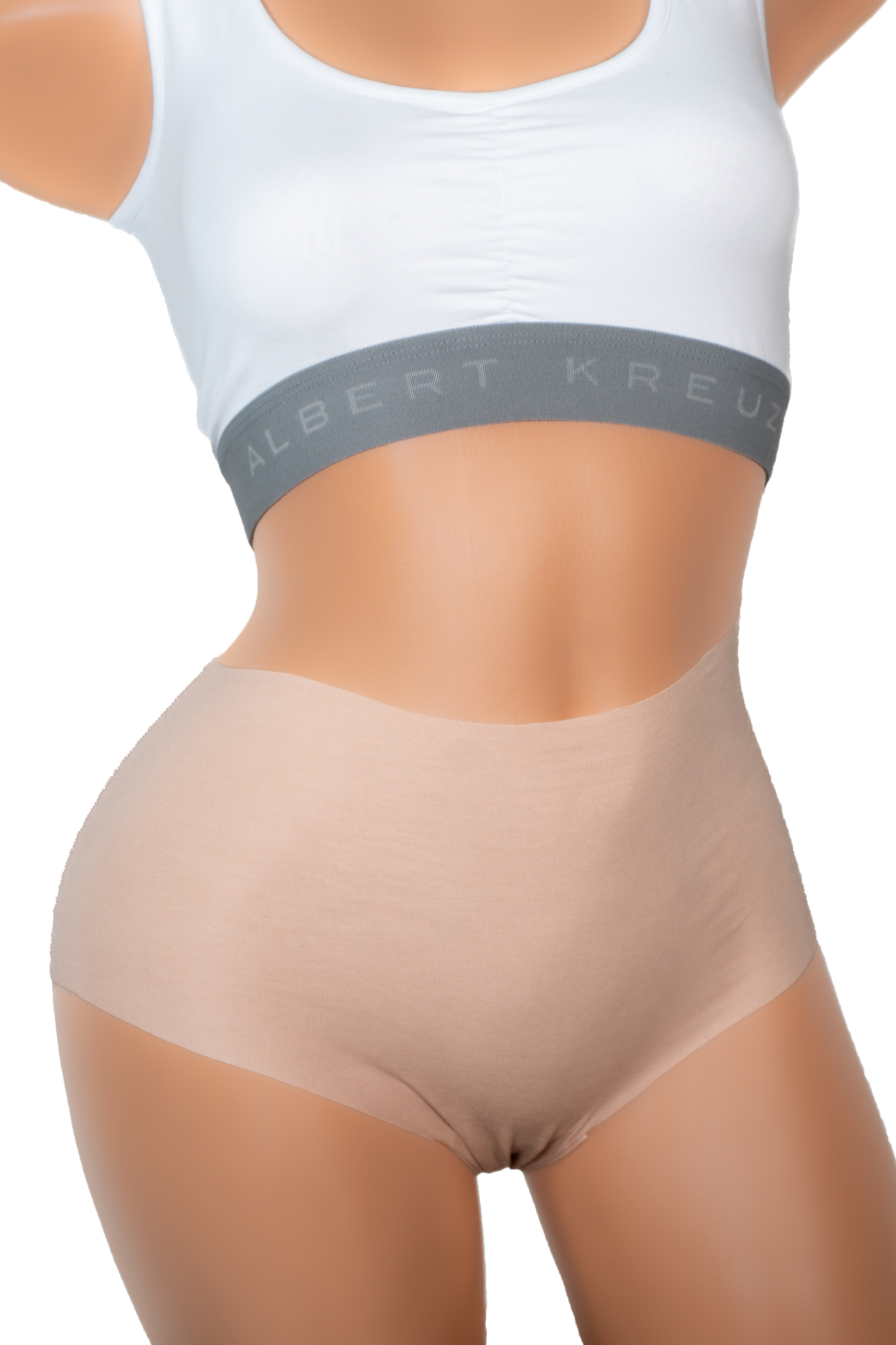 3 Women's Laser Cut Seamless Brief High Waist Panties Underwear Beige Nude  M L
