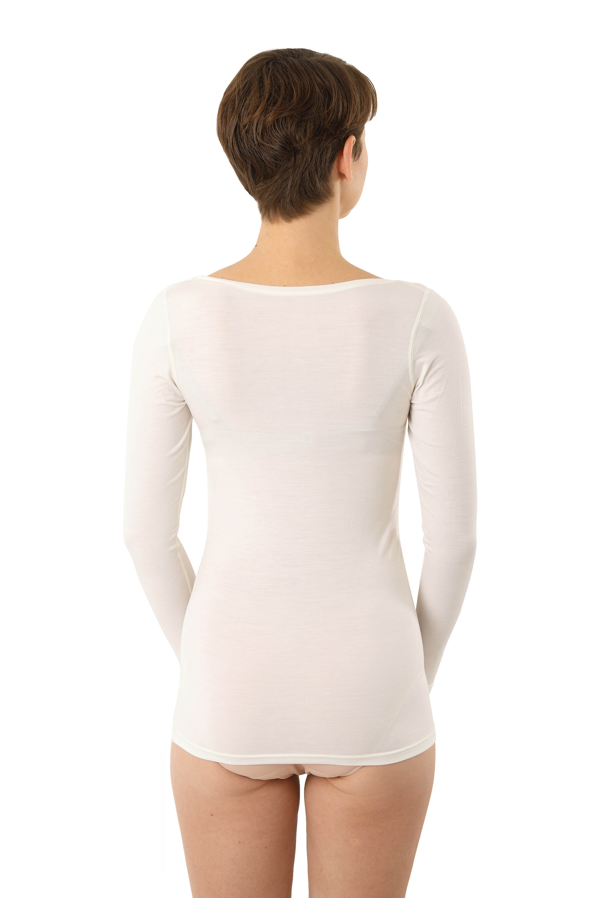 Albert Kreuz Functional Long Sleeve Undershirt Merino Wool Tencel™ Lyocell Deep Scoop Neck Off